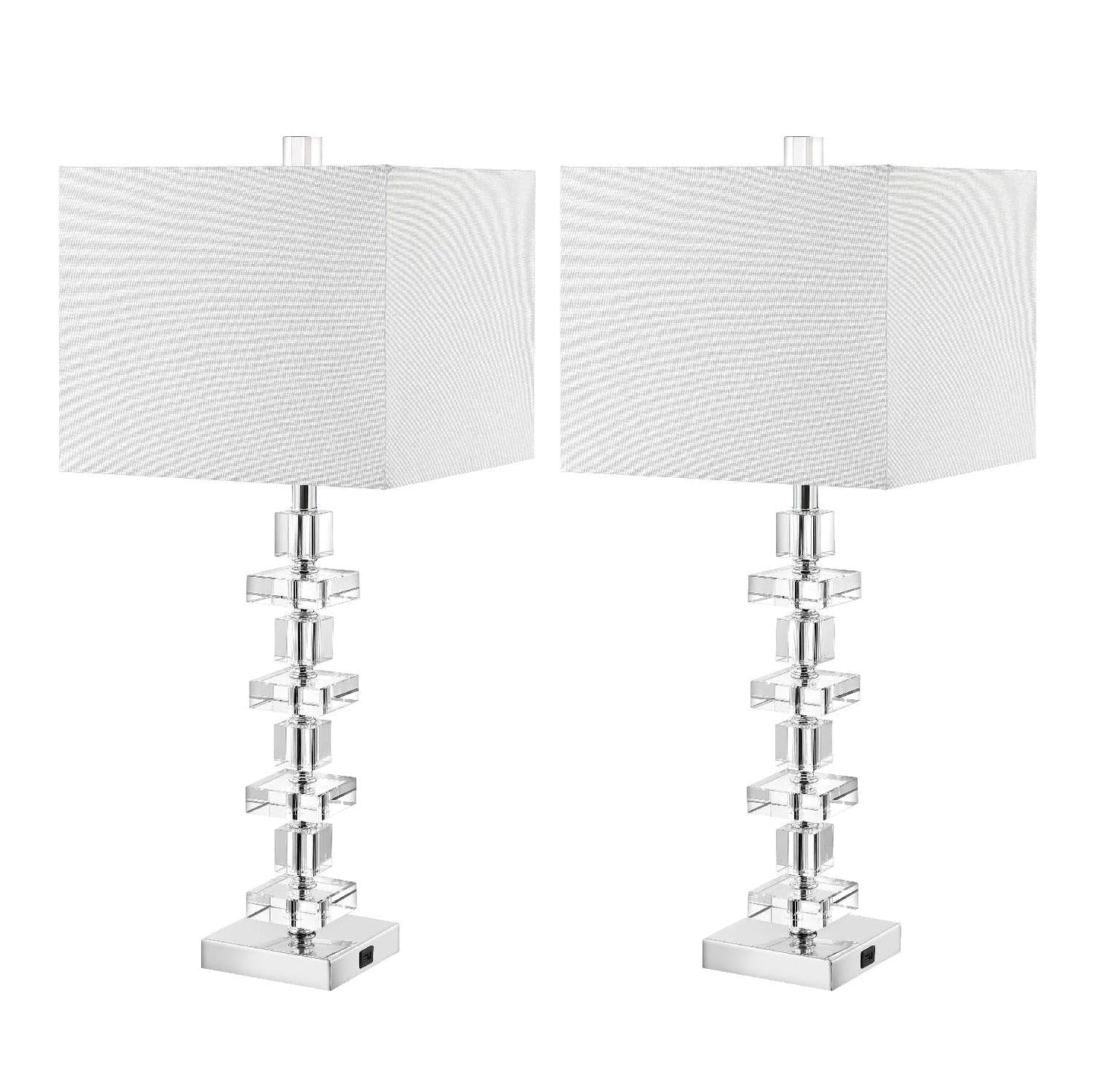 SAFAVIEH Lighting Collection Modern Deco 28-inch Bedroom Living Room Home Office Desk Nightstand Table Lamp Set of 2 (LED Bulbs Included)