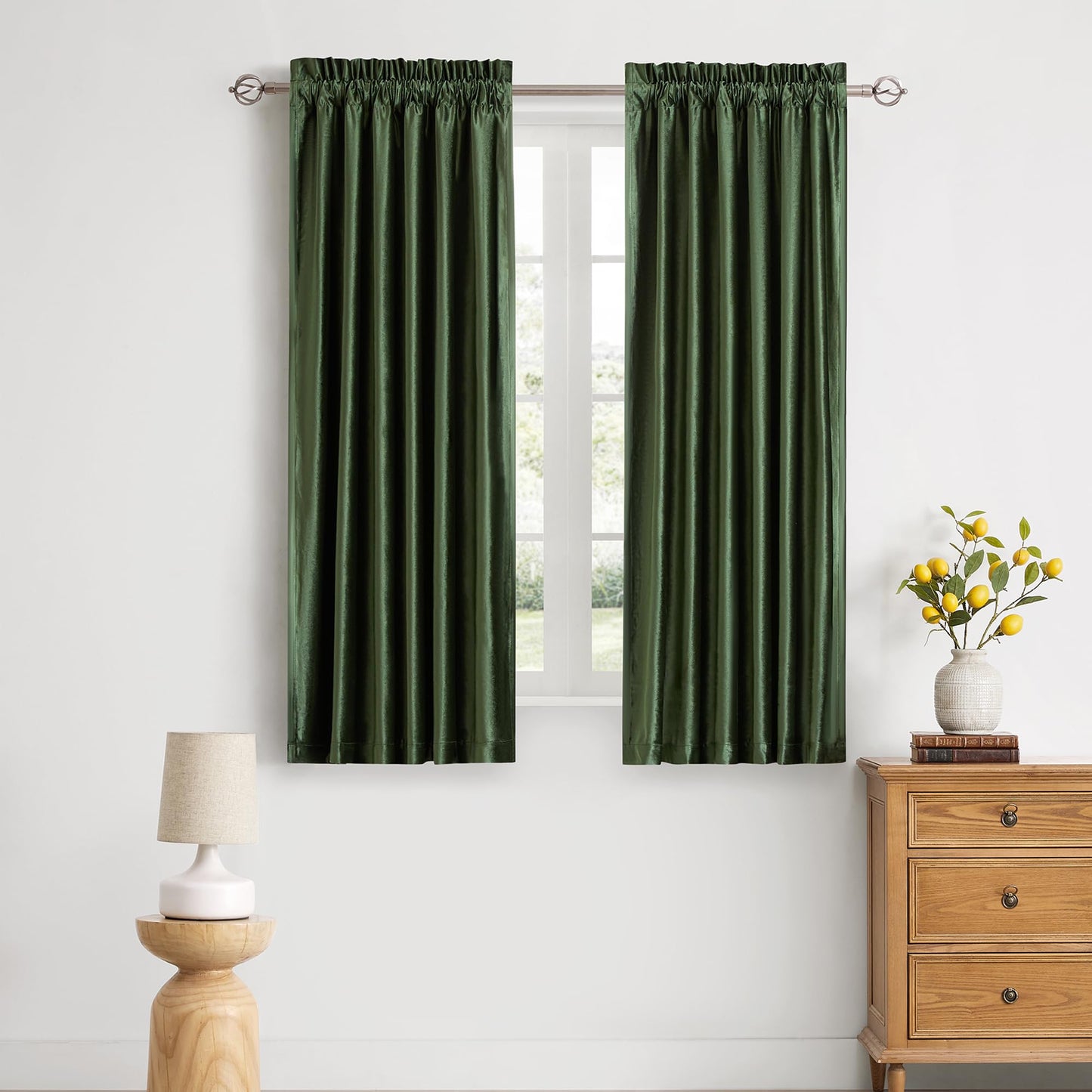 PRIMROSE Velvet Curtains 84 inch for Living Room Champagne Beige Rod Pocket Window Drapes Treatment Semi Room Darkening Decor Curtains for Bedroom Set of 2 Panels