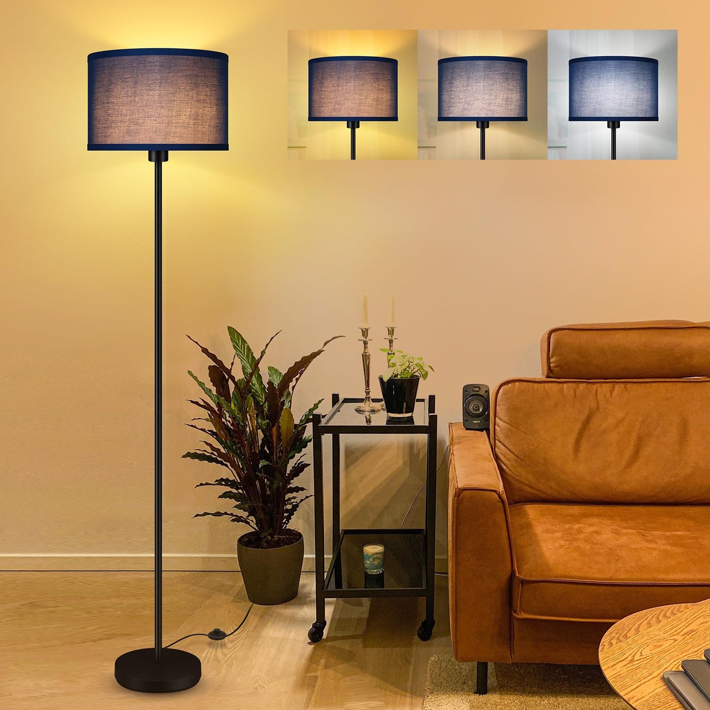 Floor Lamp Black, Standing Lamp, 58" Tall Lamps for Living Room, Simple Pole Lamp with Black Lampshade, On/Off Foot Pedal, Bright Dimming Light for Kids Room Bedroom Office Decor(Without Bulbs)