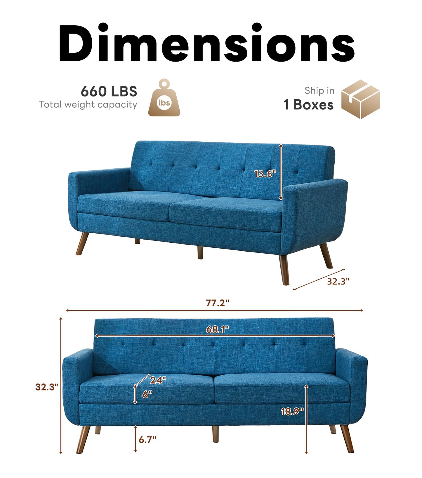Tbfit 65" W Loveseat Sofa, Mid Century Modern Love Seat Couches for Living Room, Button Tufted Upholstered Small Couch for Bedroom, Solid and Easy to Install Love Seats Furniture, Grey