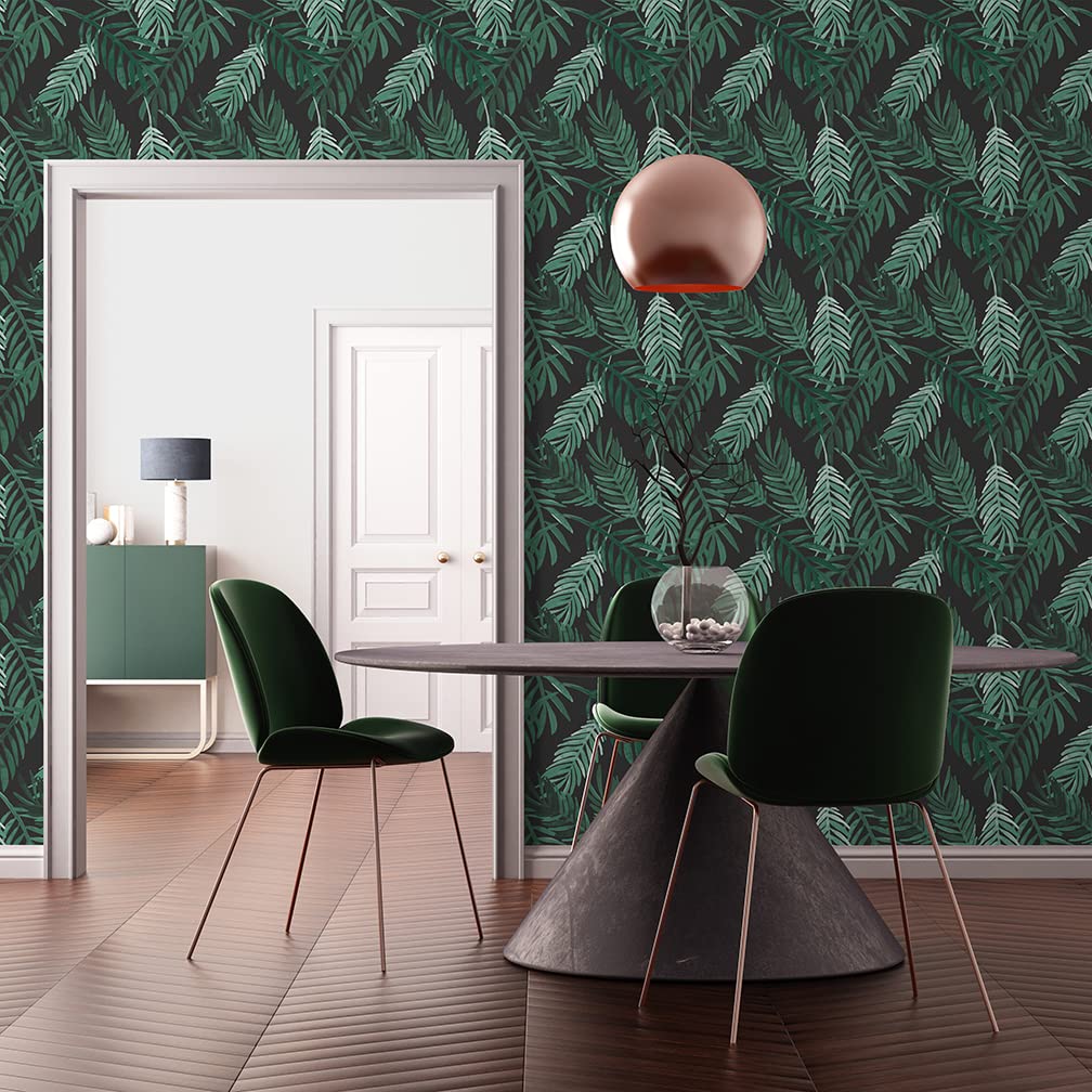 Flipside Blue Palm Leaves Peel and Stick Removable Wallpaper - Each Roll is 18 ft. Long x 18 in. Wide - Safe for Walls - Easy to Apply & Easy to Remove
