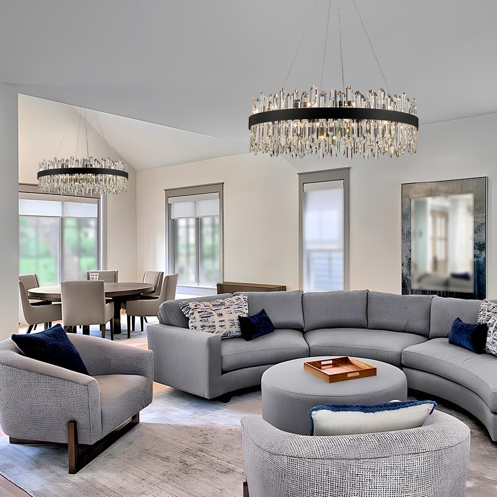 Gold Modern Oval Crystal Chandelier, 16-Lights Luxury Chandeliers Modern 2-Tiers K9 Crystal Chandelier Pendant, Light Fixture G9 Lights for Dining Living Room Entryway Kitchen Dia 23 inch