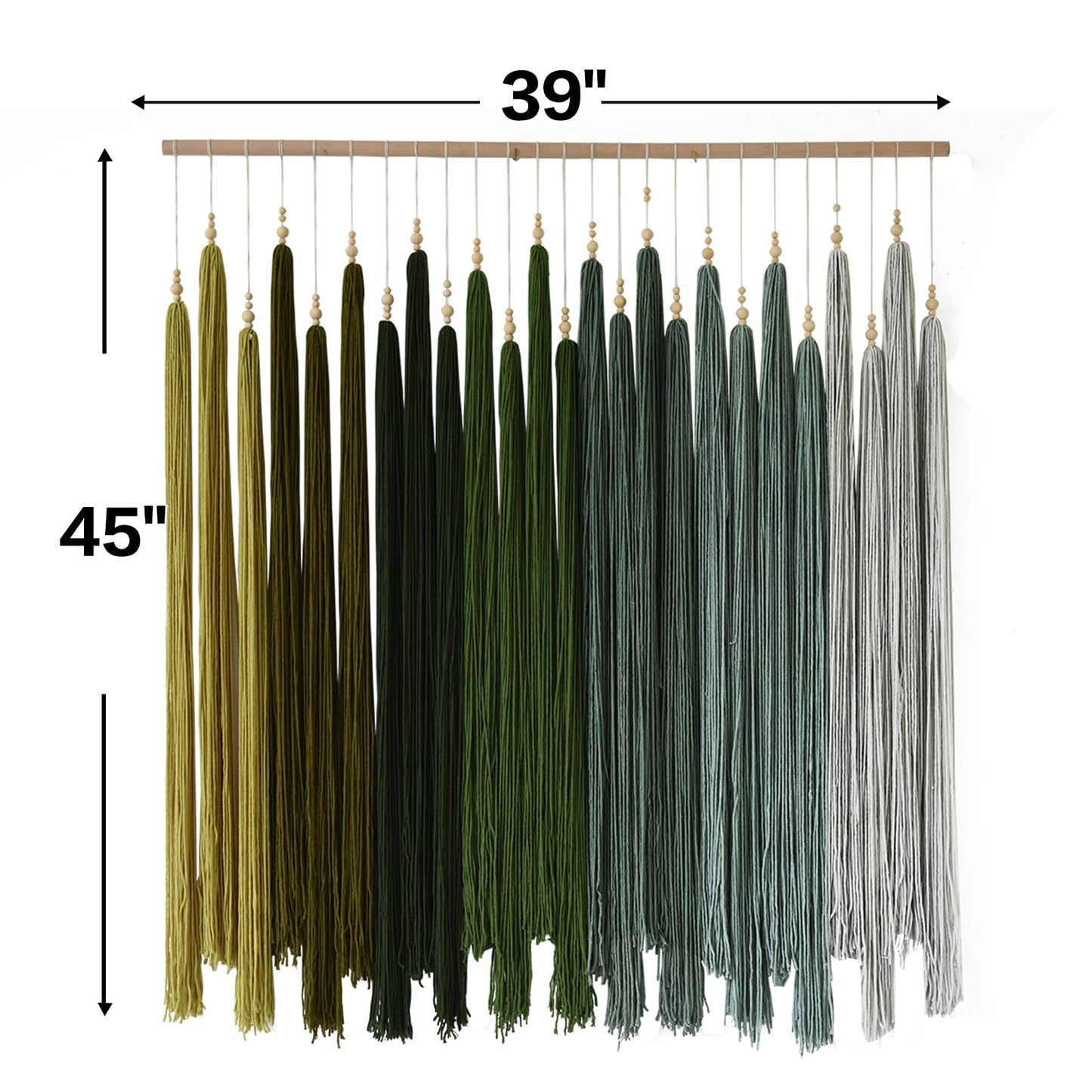 IOWER Macrame Wall Hanging Brown Yarn Beaded Backdrop Boho Wall Decor Round Tassel Home Wall Aesthetic Living Rooms Bedrooms Offices Geometric Art Chic Home Decor 39" W x 55" L