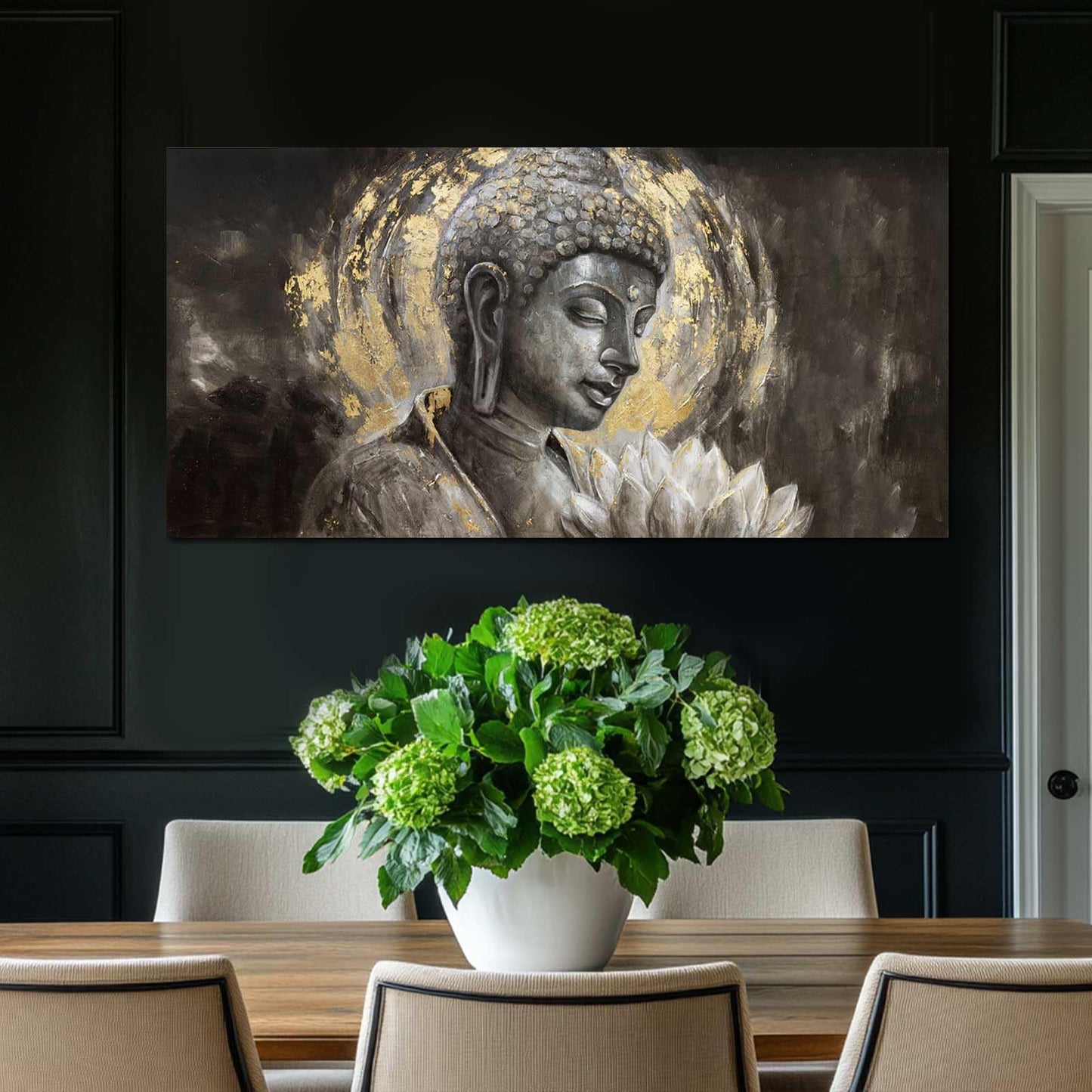 MLART99 Blue and White Abstract Wall Art Grunge Posters Gold Painting for Home Office 29"x 58" Gallery Wall Prints Large Size Artwork for Walls