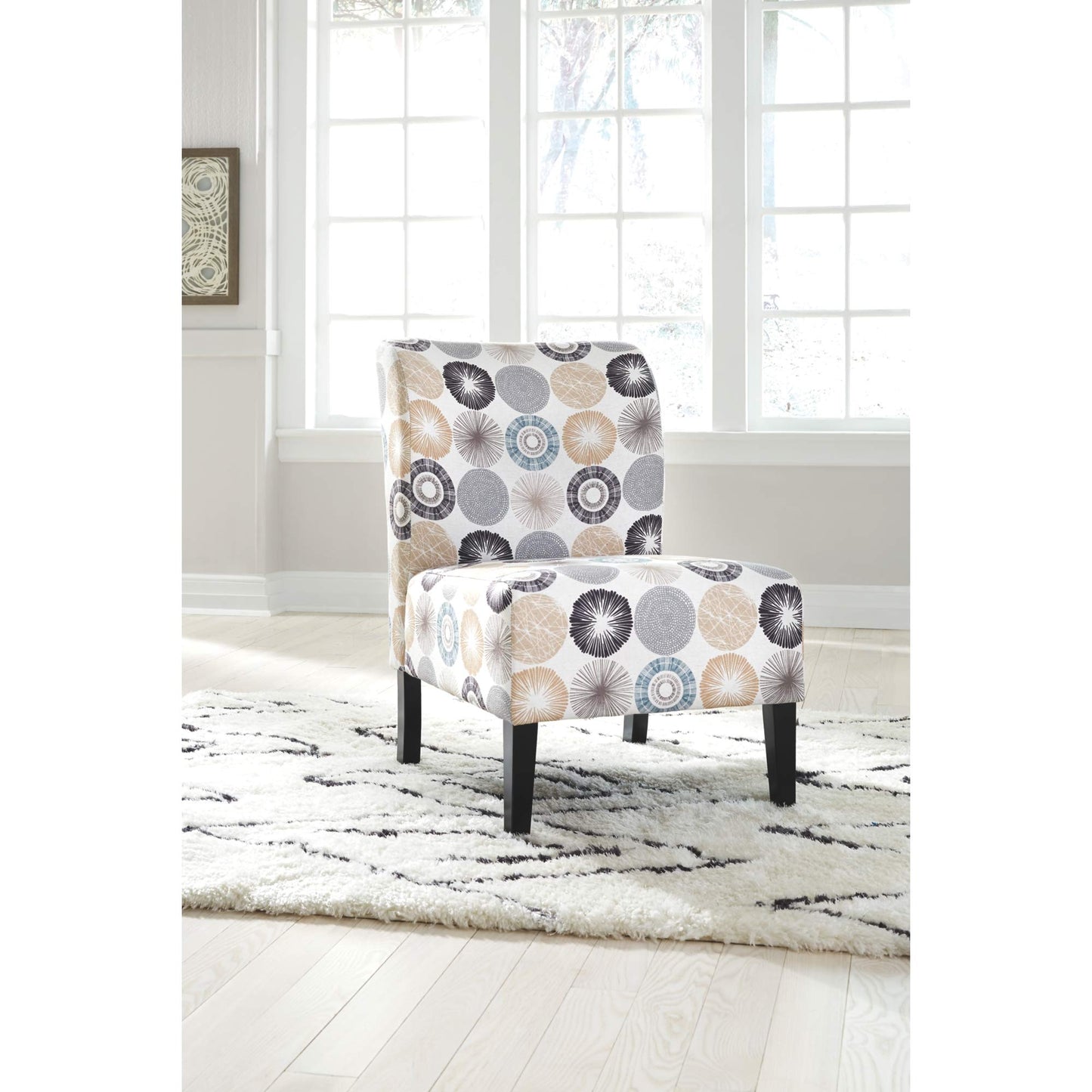 Signature Design by Ashley Triptis Floral Armless Accent Chair, White, Blue & Gray