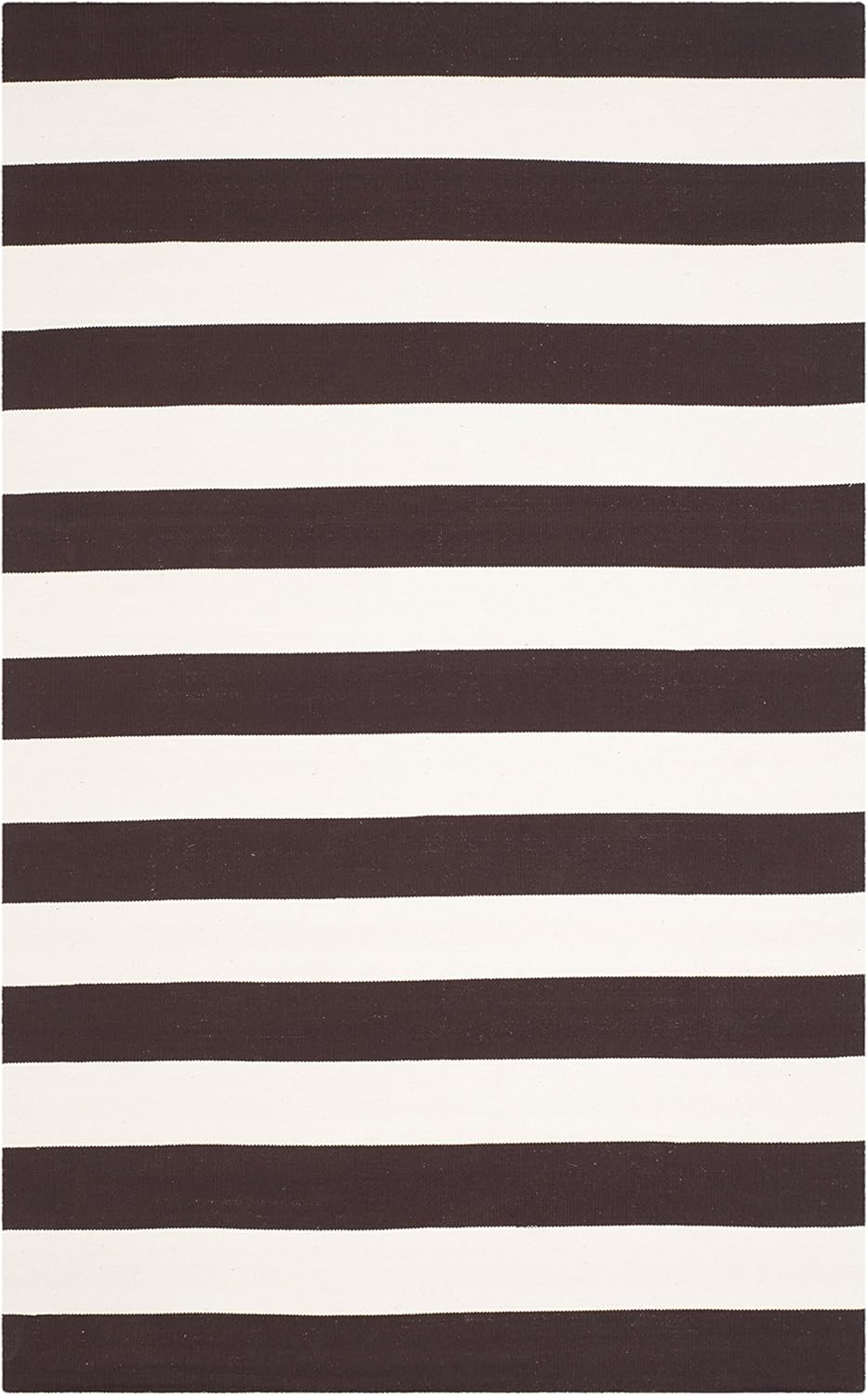 SAFAVIEH Montauk Collection Area Rug - 4' Round, Black & Ivory, Handmade Flatweave Cotton, Woven Texture, Farmhouse Stripe Pattern, Ideal for Living Room, Foyer, Bedroom, Dining Space (MTK712D)