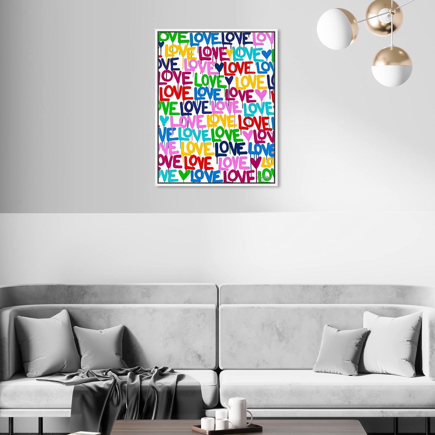 The Oliver Gal Artist Co. Abstract Modern Canvas Wall Art Corey Paige - Drippy Love Living Room Bedroom and Bathroom Home Decor 36 in x 45 in Blue and Pink, Gold Frame