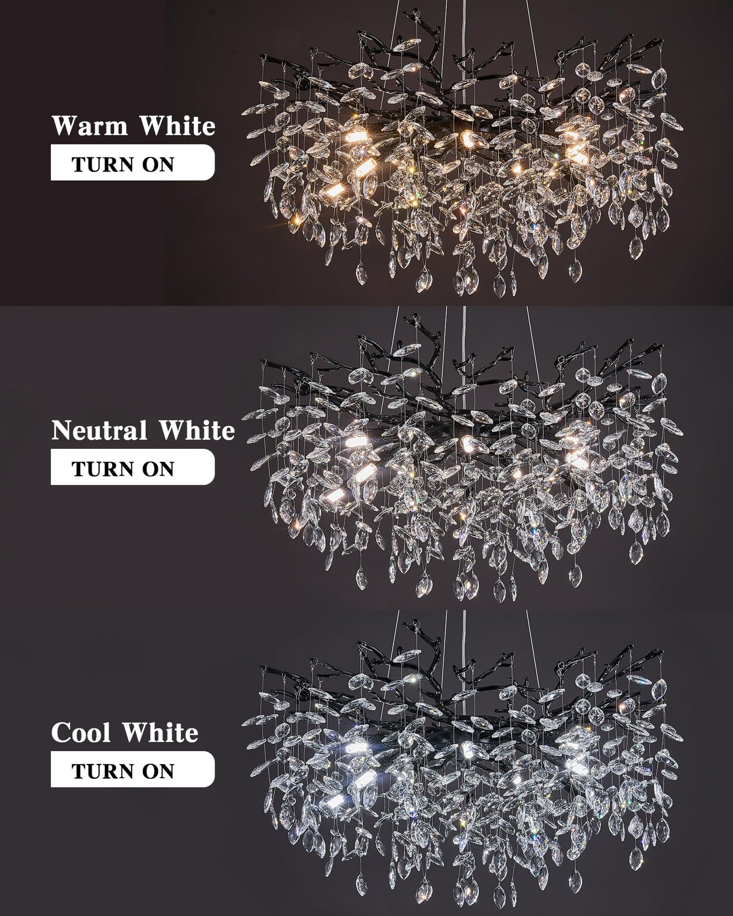 Modern Tree Branch Crystal Chandelier Luxury Silver Crystal Pendant Lighting 18" Contemporary 6-Light Chandeliers for Dining Room Kitchen Bedroom Living Room