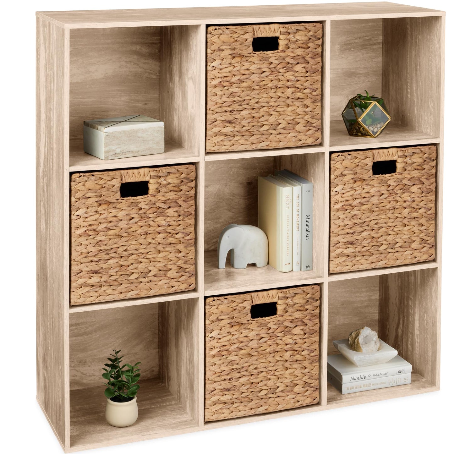 Best Choice Products 9-Cube Storage Organizer, 11in Shelf Opening, Bookcase, Display Shelf, Customizable w/ 3 Removable Back Panels - Walnut