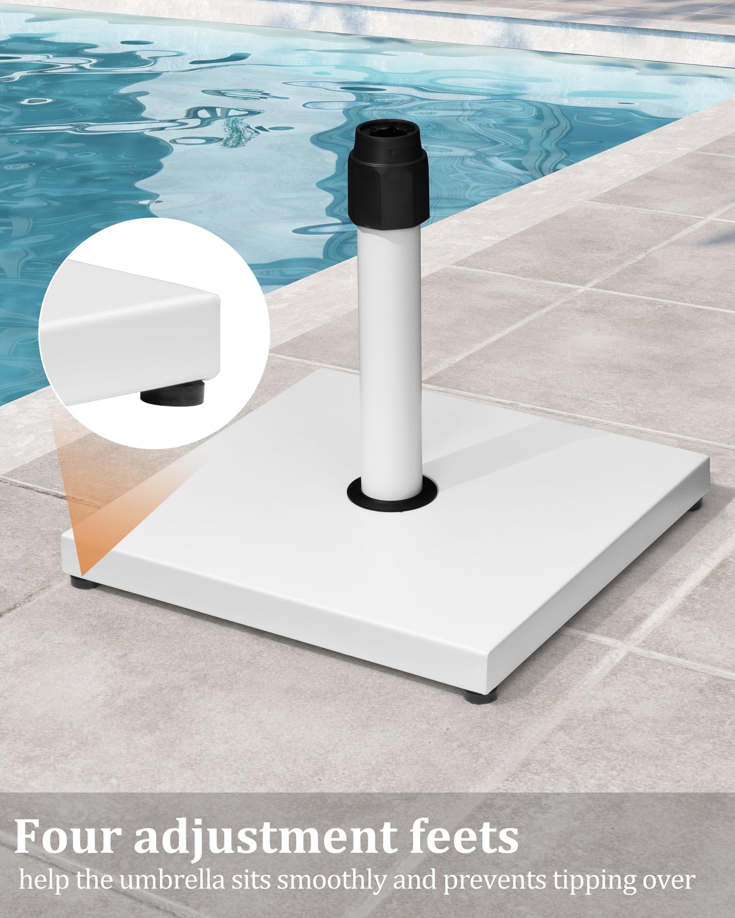 45lbs Patio Umbrella Base - Heavy Duty Outdoor Patio Market Umbrella Stand for Deck, Poolside, Balcony, Wind-Resistant Design, Grey