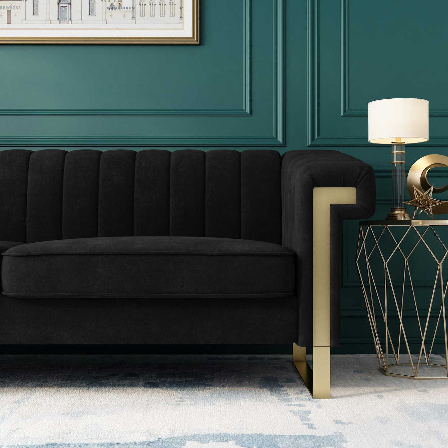 83'' Velvet Couches for Living Room 3-Seater Comfy Sofas Upholstered Modern Couch for Small Spaces Apartment (Cracker Khaki)