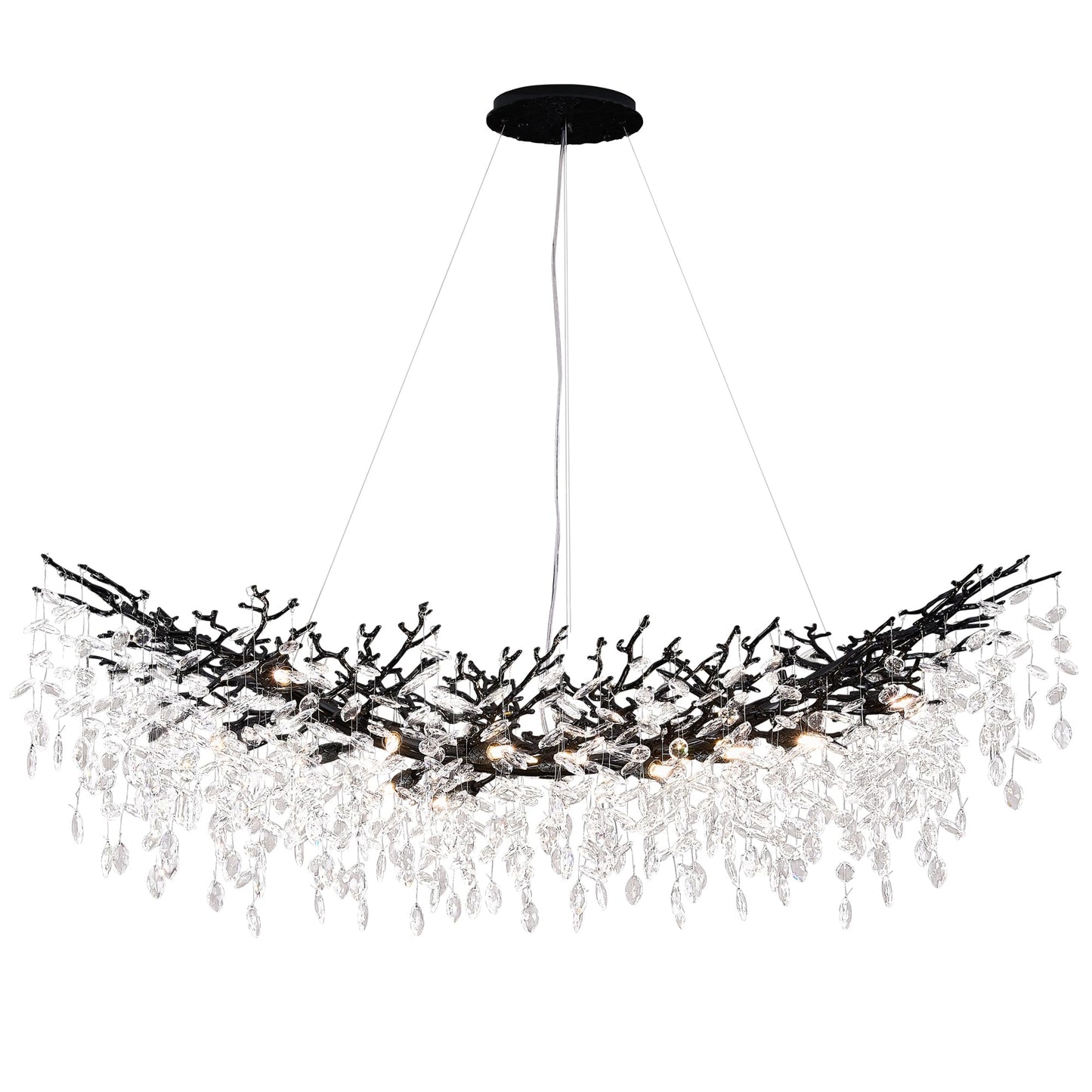 Modern Tree Branch Crystal Chandelier Luxury Silver Crystal Pendant Lighting 18" Contemporary 6-Light Chandeliers for Dining Room Kitchen Bedroom Living Room