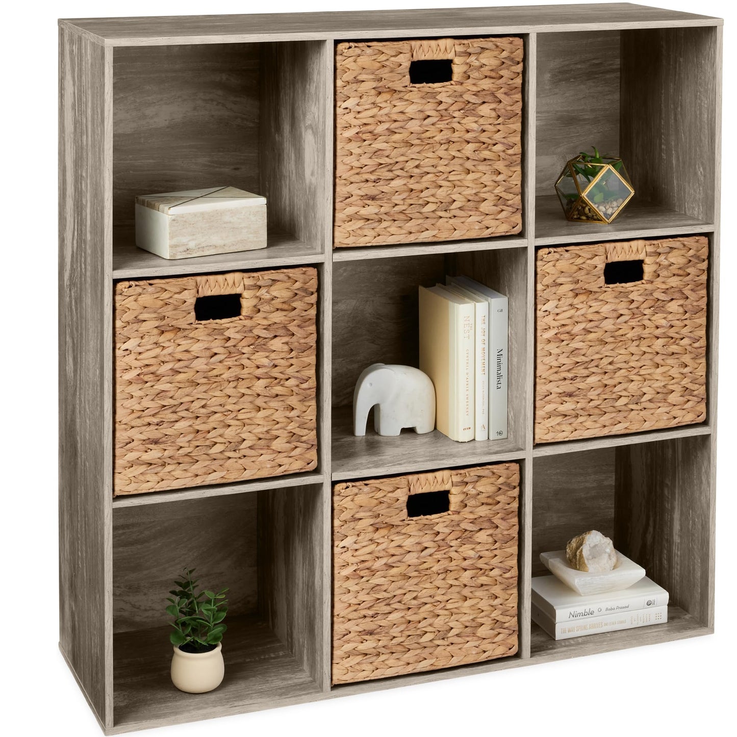 Best Choice Products 9-Cube Storage Organizer, 11in Shelf Opening, Bookcase, Display Shelf, Customizable w/ 3 Removable Back Panels - Walnut