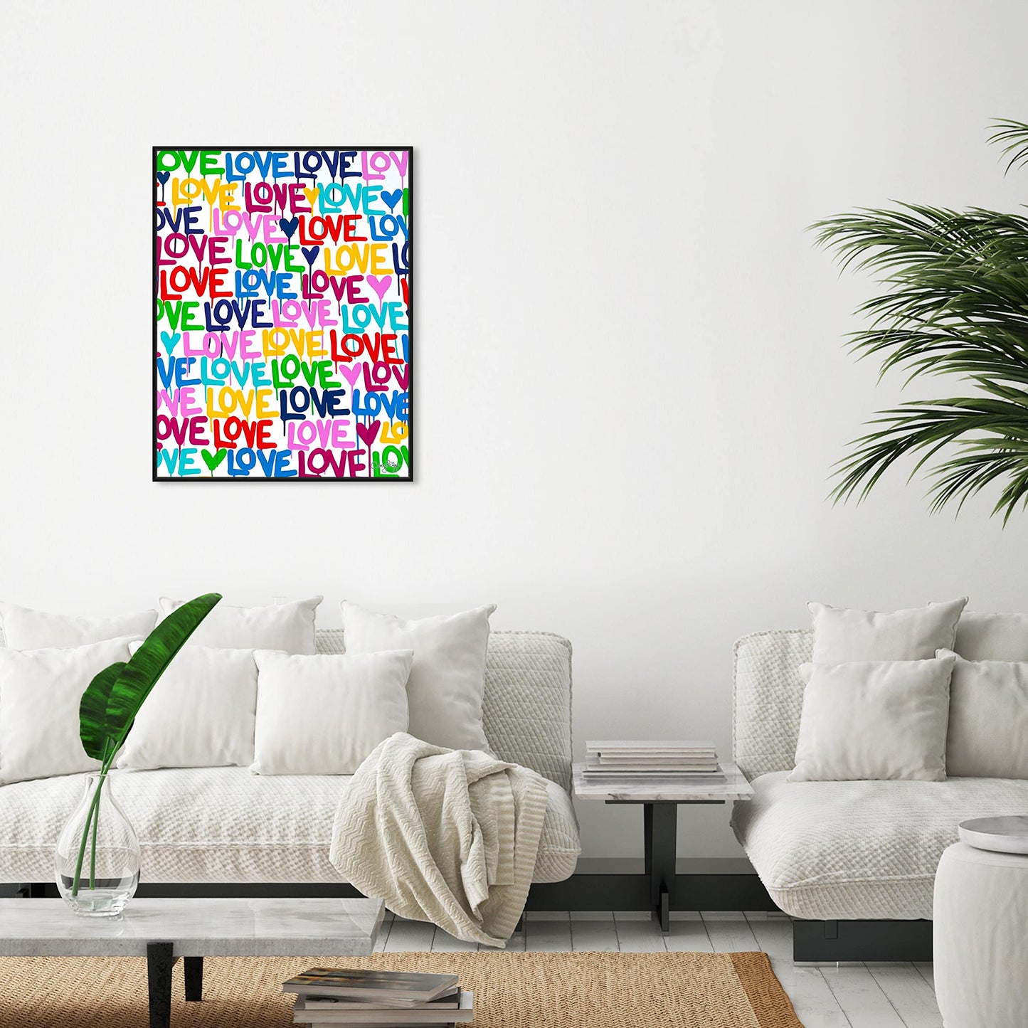 The Oliver Gal Artist Co. Abstract Modern Canvas Wall Art Corey Paige - Drippy Love Living Room Bedroom and Bathroom Home Decor 36 in x 45 in Blue and Pink, Gold Frame