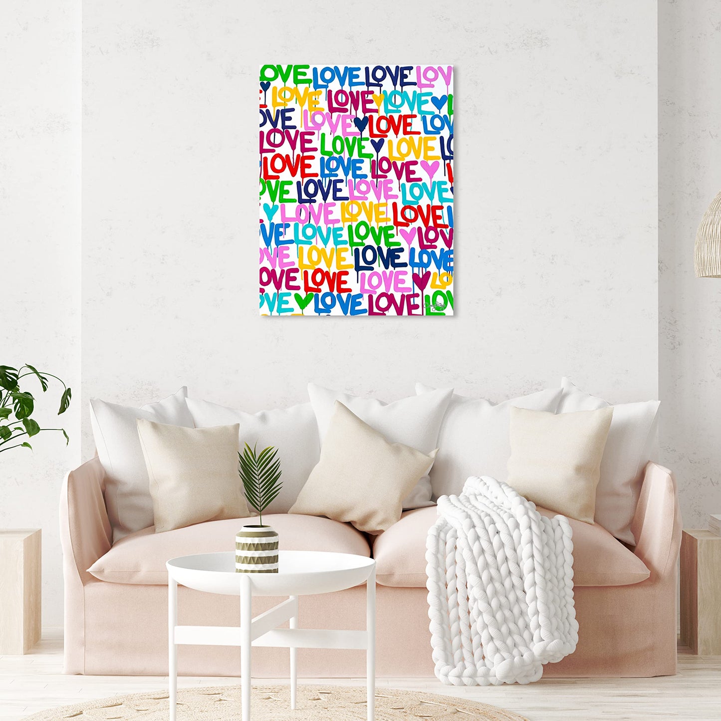 The Oliver Gal Artist Co. Abstract Modern Canvas Wall Art Corey Paige - Drippy Love Living Room Bedroom and Bathroom Home Decor 36 in x 45 in Blue and Pink, Gold Frame
