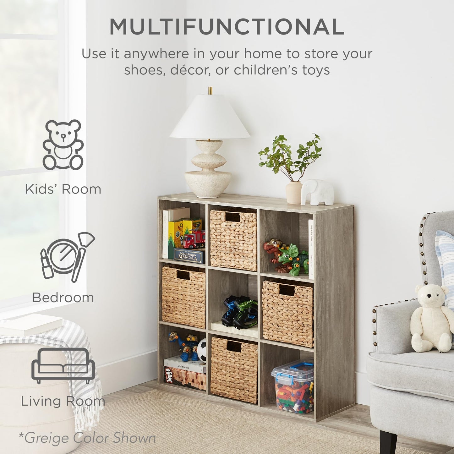 Best Choice Products 9-Cube Storage Organizer, 11in Shelf Opening, Bookcase, Display Shelf, Customizable w/ 3 Removable Back Panels - Walnut