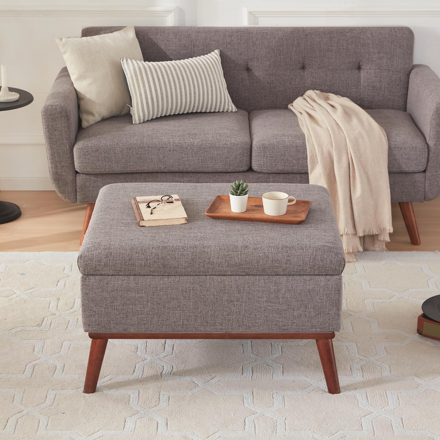Tbfit 65" W Loveseat Sofa, Mid Century Modern Love Seat Couches for Living Room, Button Tufted Upholstered Small Couch for Bedroom, Solid and Easy to Install Love Seats Furniture, Grey