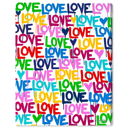 The Oliver Gal Artist Co. Abstract Modern Canvas Wall Art Corey Paige - Drippy Love Living Room Bedroom and Bathroom Home Decor 36 in x 45 in Blue and Pink, Gold Frame
