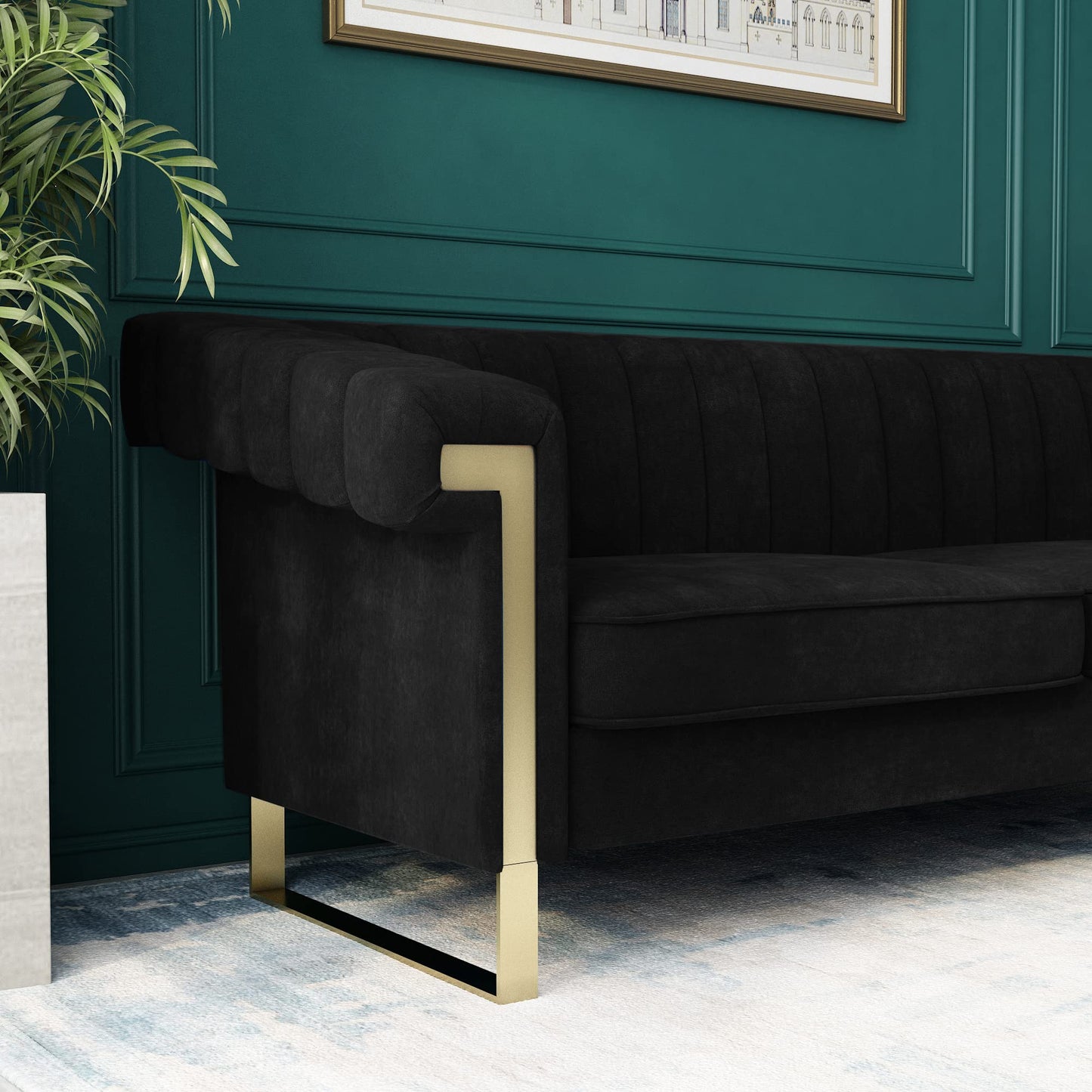 83'' Velvet Couches for Living Room 3-Seater Comfy Sofas Upholstered Modern Couch for Small Spaces Apartment (Cracker Khaki)