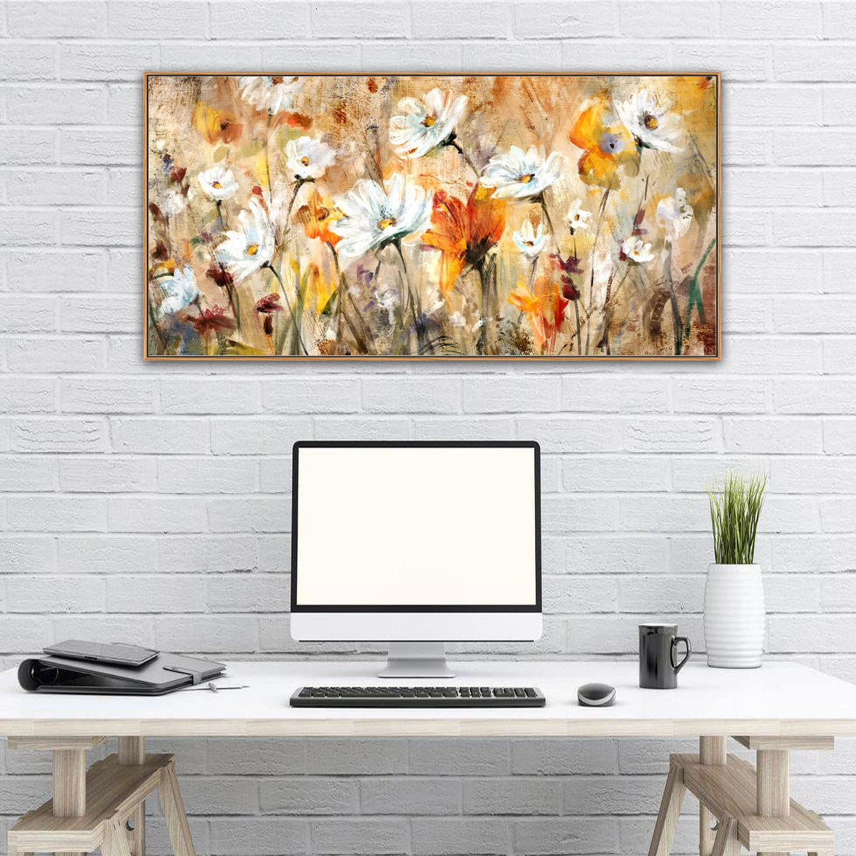 VEAEE Teal Framed Abstract Wall Art - Turquoise Green Colorful Modern Canvas Pictures, Living Room Wall Decor, Contemporary Landscape Painting Prints for Bedroom Bathroom Office Decor 20" x 40"