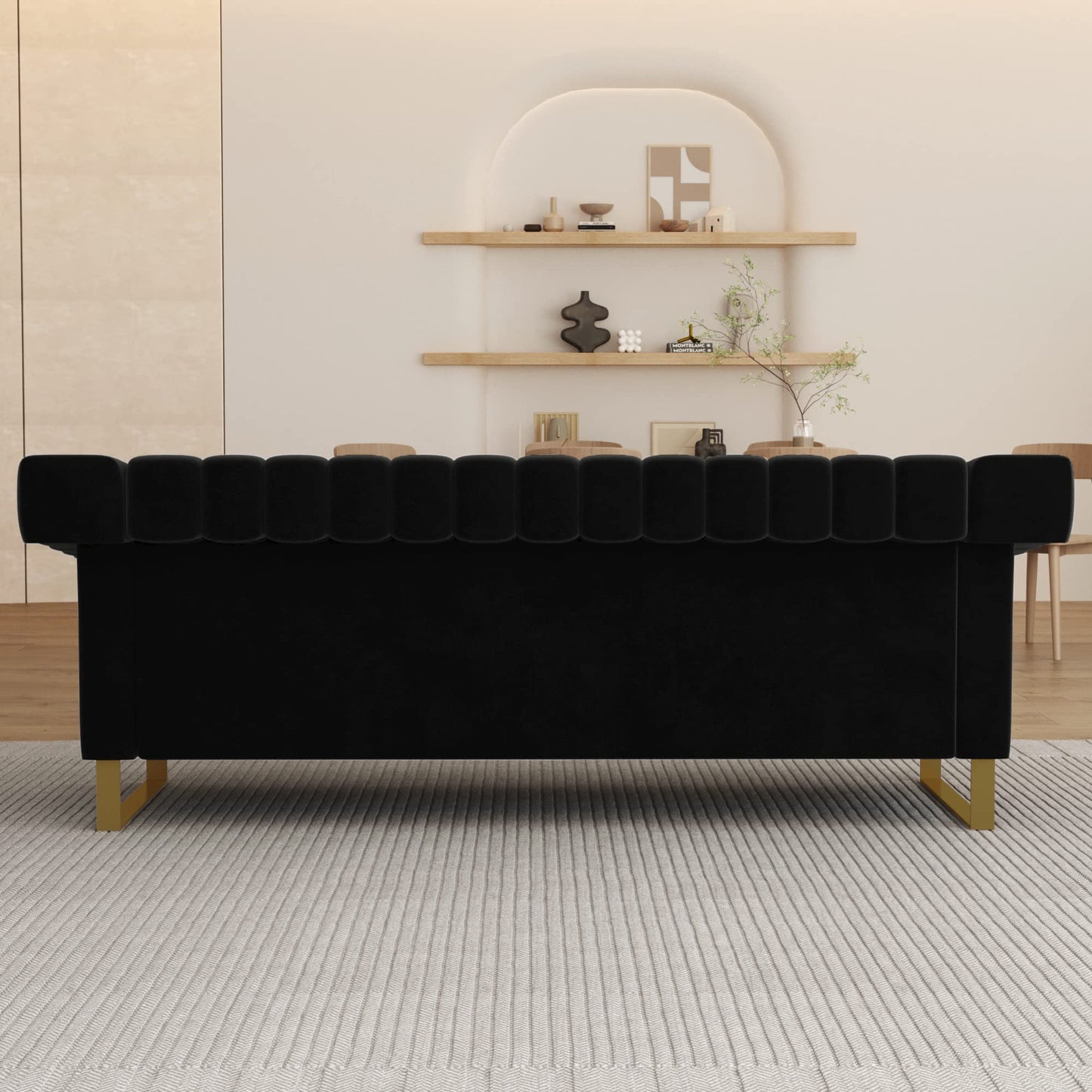 83'' Velvet Couches for Living Room 3-Seater Comfy Sofas Upholstered Modern Couch for Small Spaces Apartment (Cracker Khaki)