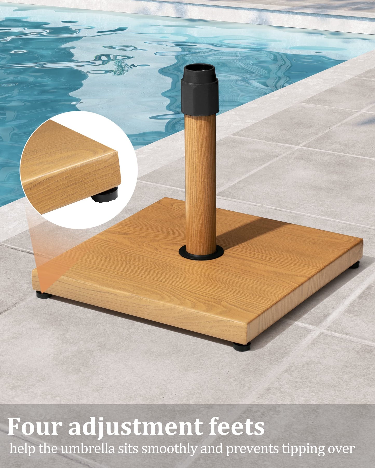 45lbs Patio Umbrella Base - Heavy Duty Outdoor Patio Market Umbrella Stand for Deck, Poolside, Balcony, Wind-Resistant Design, Grey