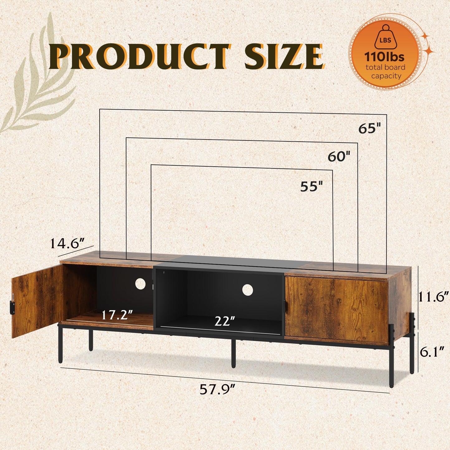 WLIVE Modern TV Stand for 65 Inch TV, Mid Century Entainment Center with Storage Cabinets, TV Console for Bedroom and Living Room, TV Cabinet with Metal Legs, White