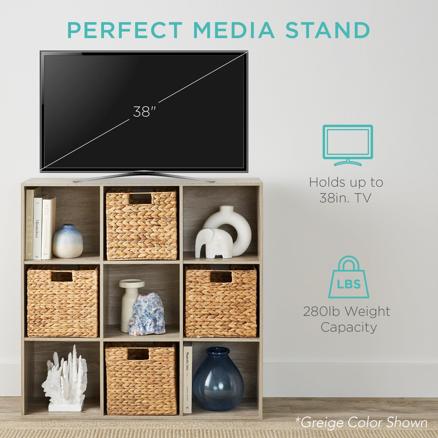 Best Choice Products 9-Cube Storage Organizer, 11in Shelf Opening, Bookcase, Display Shelf, Customizable w/ 3 Removable Back Panels - Walnut