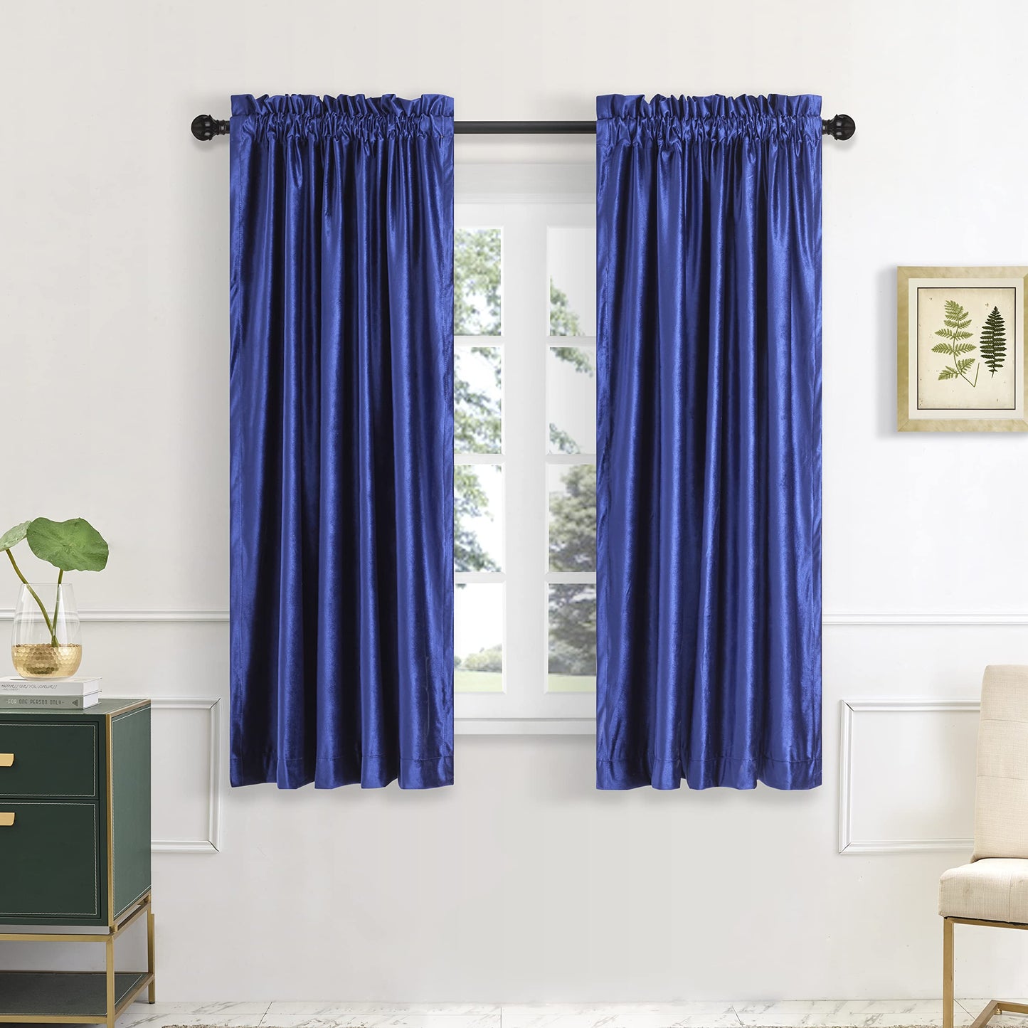 PRIMROSE Velvet Curtains 84 inch for Living Room Champagne Beige Rod Pocket Window Drapes Treatment Semi Room Darkening Decor Curtains for Bedroom Set of 2 Panels
