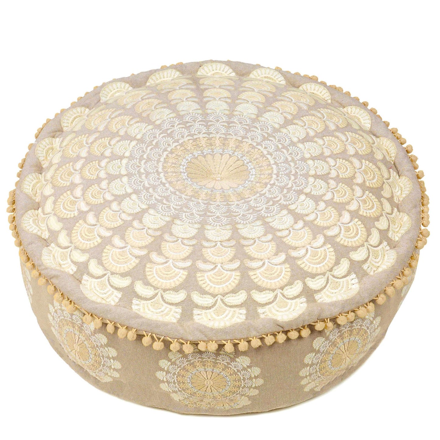 Large Round Floor Pillow Cover Blue Indian Décorative Accent Meditation Cushion Perfect for Living Room, Bedroom, Nursary or Children Room Seating Area Stool Footstool Pouf Ottoman 24x8 Unstuffed