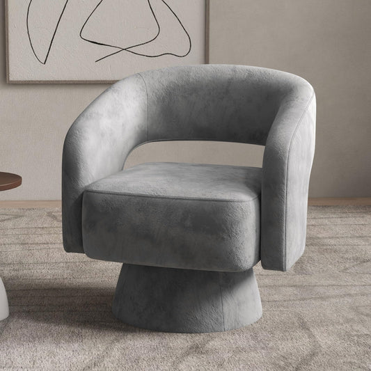 Bonzy Home Swivel Barrel Chair,Velvet Accent Armchair 360 Degree Swivel Club Chair for Living Room Bedroom Reception Room, Dark Grey
