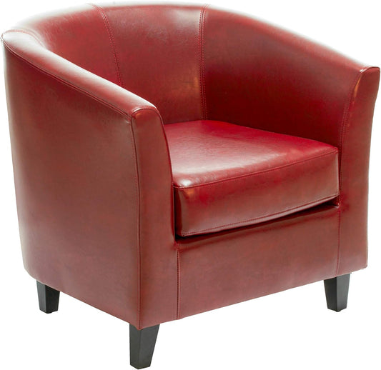 Great Deal Furniture Petaluma Oxblood Red Leather Club Chair 30-1/2 by 28 by 30-1/2