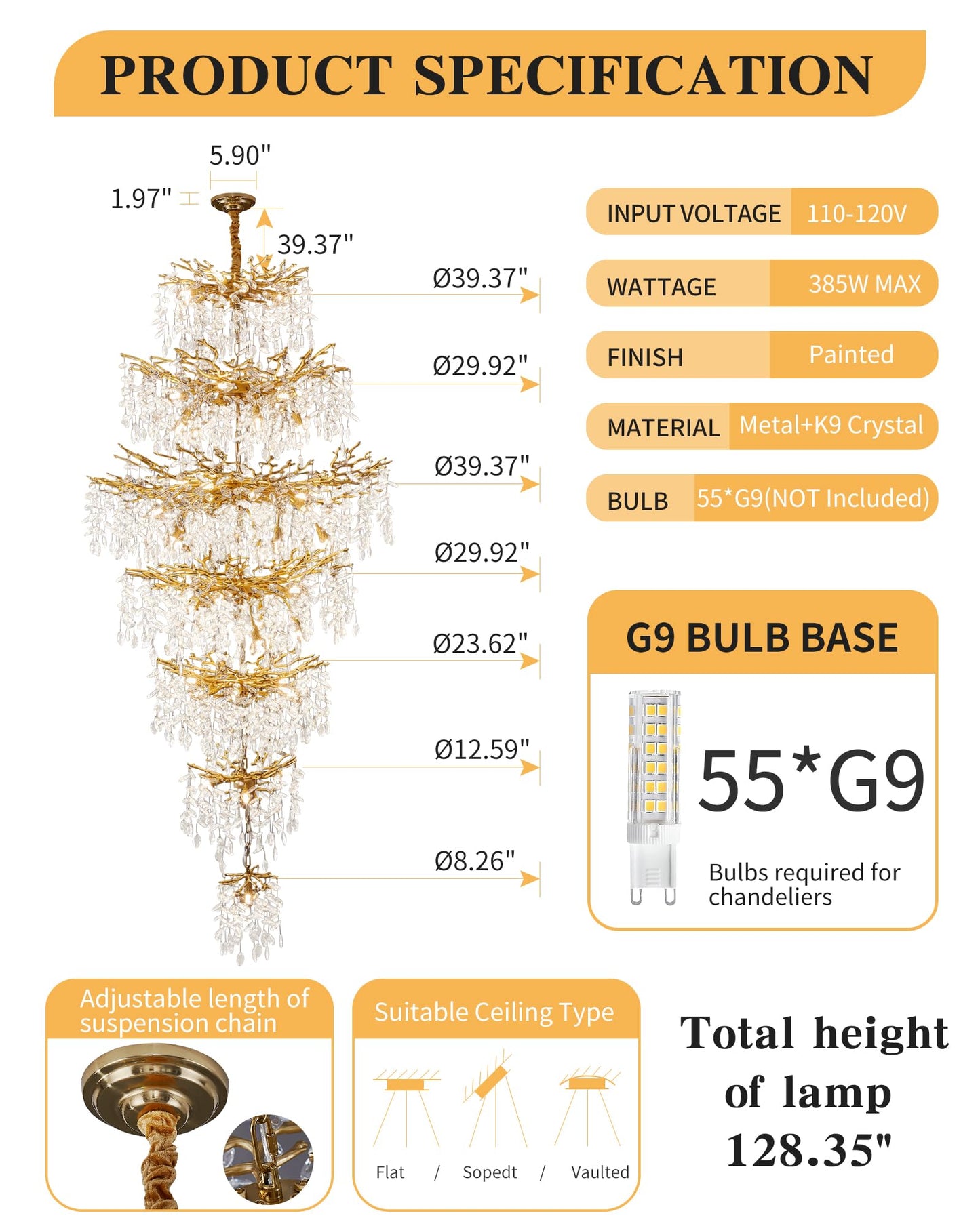Modern Tree Branch Crystal Chandelier Luxury Silver Crystal Pendant Lighting 18" Contemporary 6-Light Chandeliers for Dining Room Kitchen Bedroom Living Room