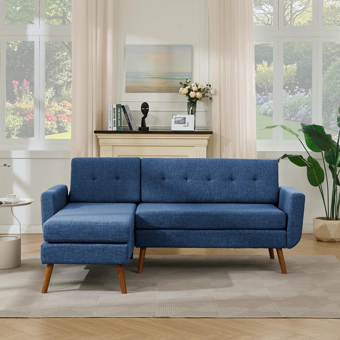 Tbfit 65" W Loveseat Sofa, Mid Century Modern Love Seat Couches for Living Room, Button Tufted Upholstered Small Couch for Bedroom, Solid and Easy to Install Love Seats Furniture, Grey