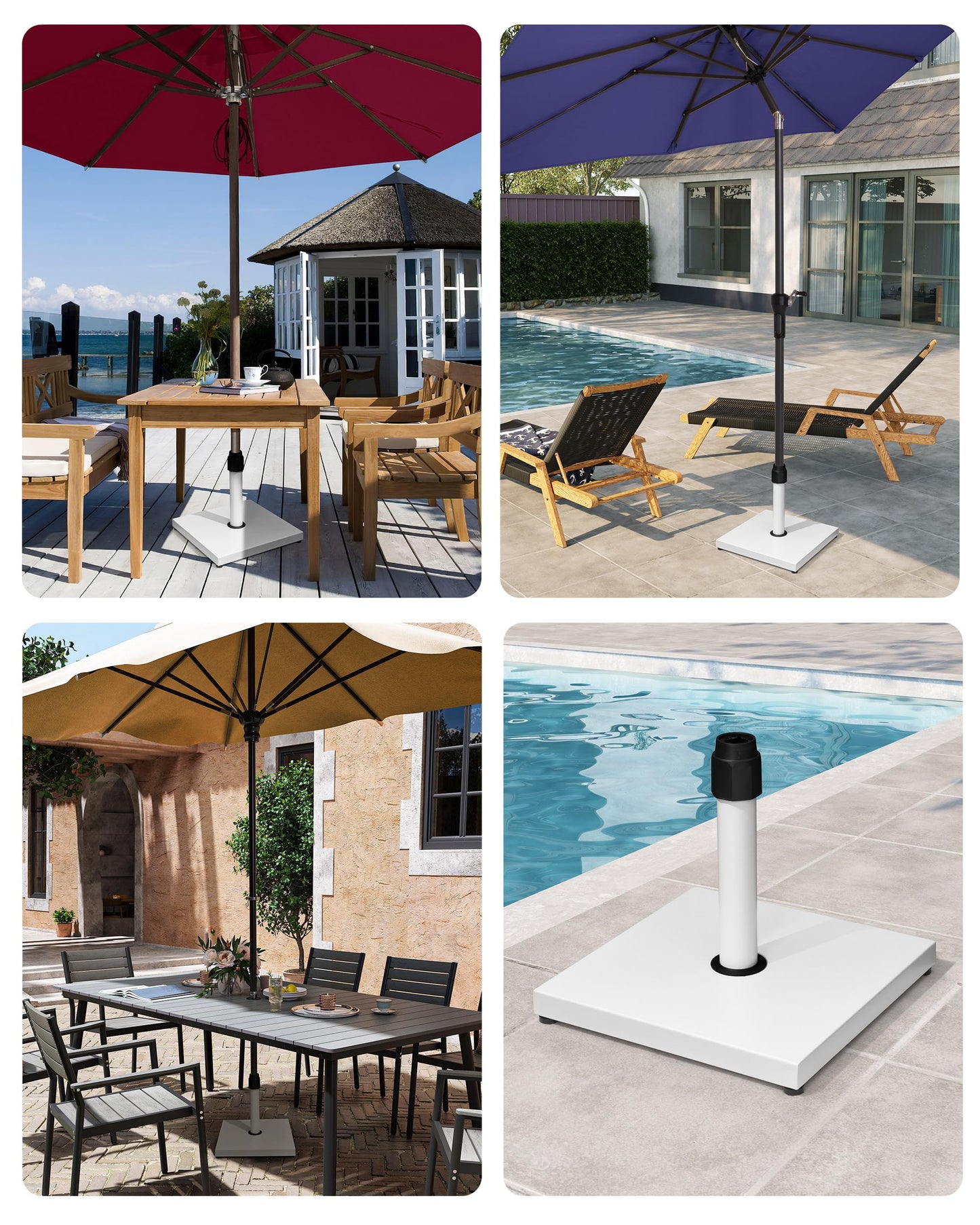 45lbs Patio Umbrella Base - Heavy Duty Outdoor Patio Market Umbrella Stand for Deck, Poolside, Balcony, Wind-Resistant Design, Grey