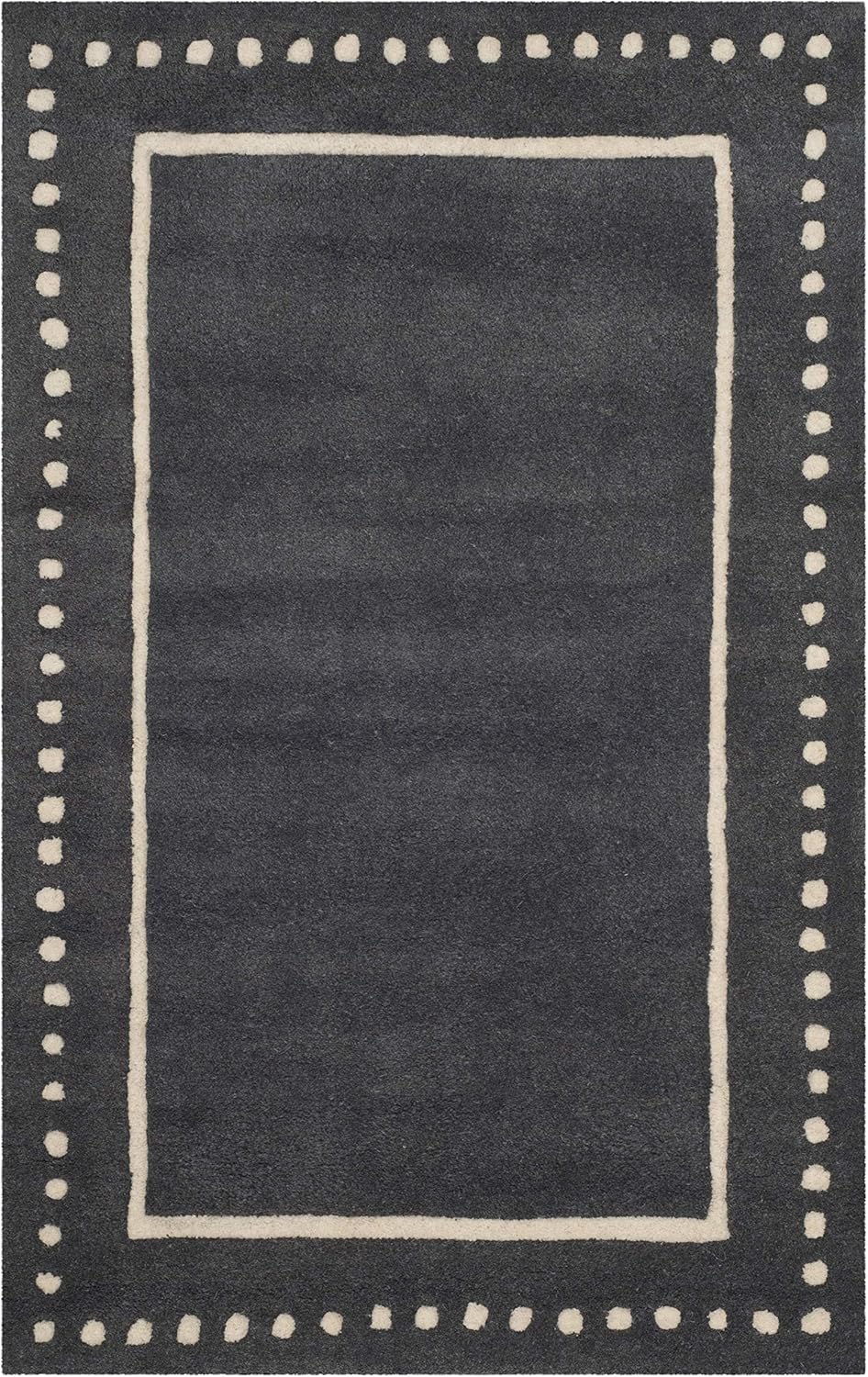 SAFAVIEH Bella Collection Area Rug - 5' Round, Black & Ivory, Handmade Dotted Border Wool, Ideal for High Traffic Areas in Living Room, Bedroom (BEL151E)