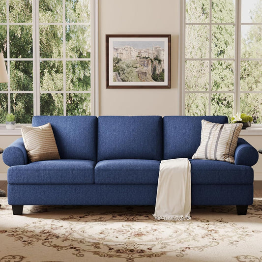91 Inch Lawson Sofa with Extra Deep Seats Oversize, Mid-Century 3-Seat Sofa Couch, for Living Room, Apartment, Lounge, Dark Blue