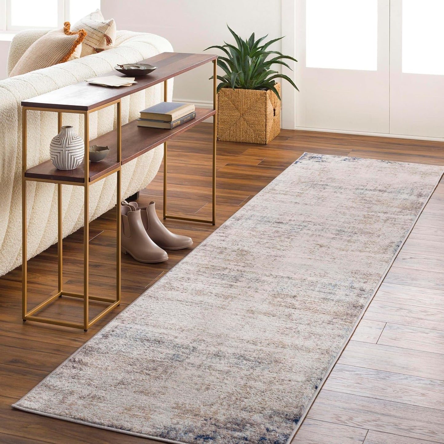 Mark&Day Area Rugs, 9x12 Martigues Modern Abstract Marble Silver Gray Area Rug, White Grey Marble Swirl Carpet for Living Room, Bedroom or Kitchen (9' x 12'4")