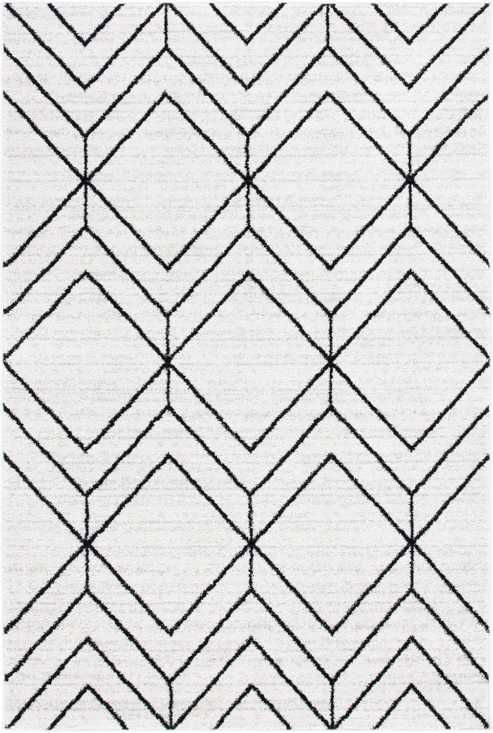 SAFAVIEH Adirondack Collection 6' Round Black/Ivory ADR241Z Modern Geometric Non-Shedding Dining Room Entryway Foyer Living Room Bedroom Area Rug