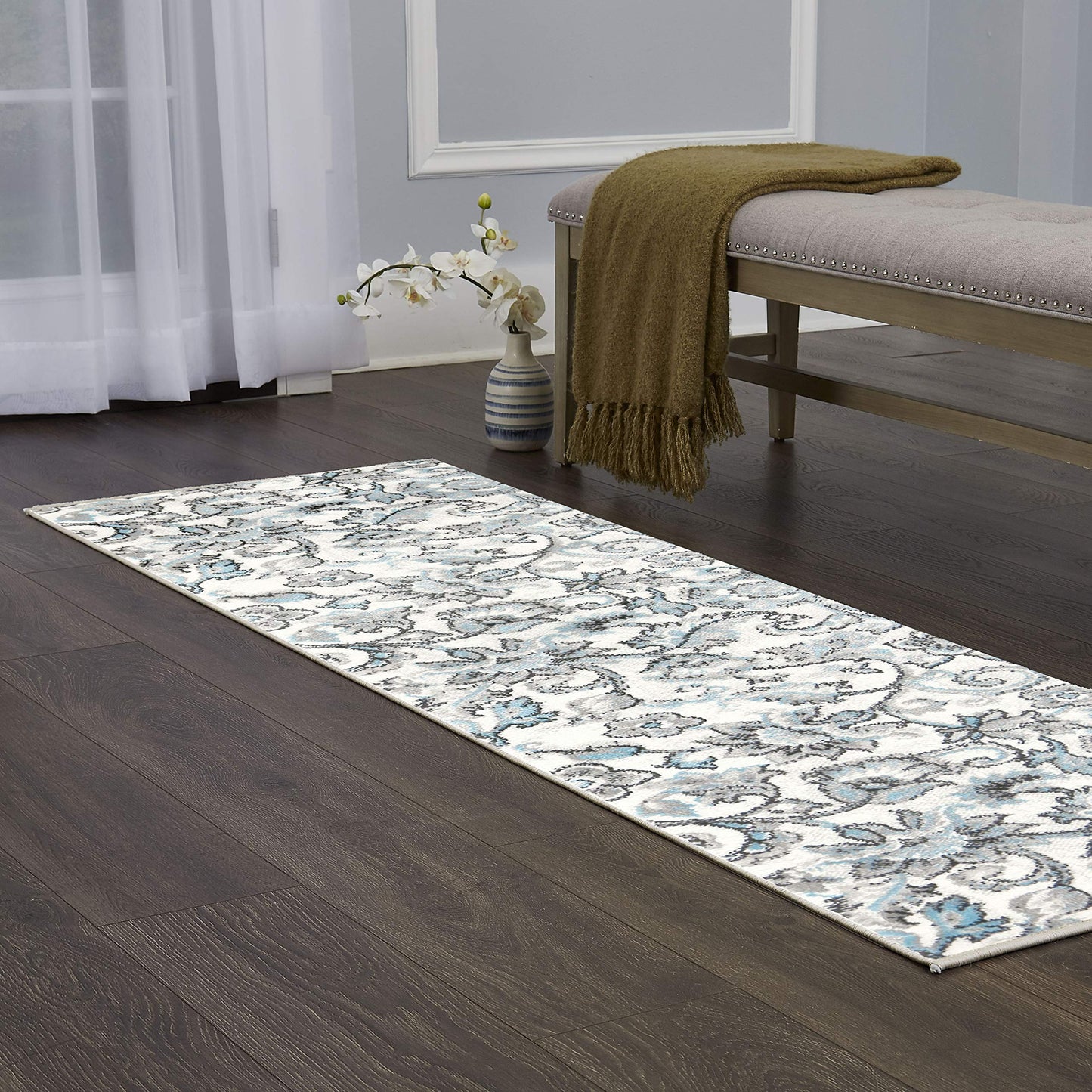 Home Dynamix Boho Odesa Area Rug 7'9"x10'2", Ikat Ivory/Blue