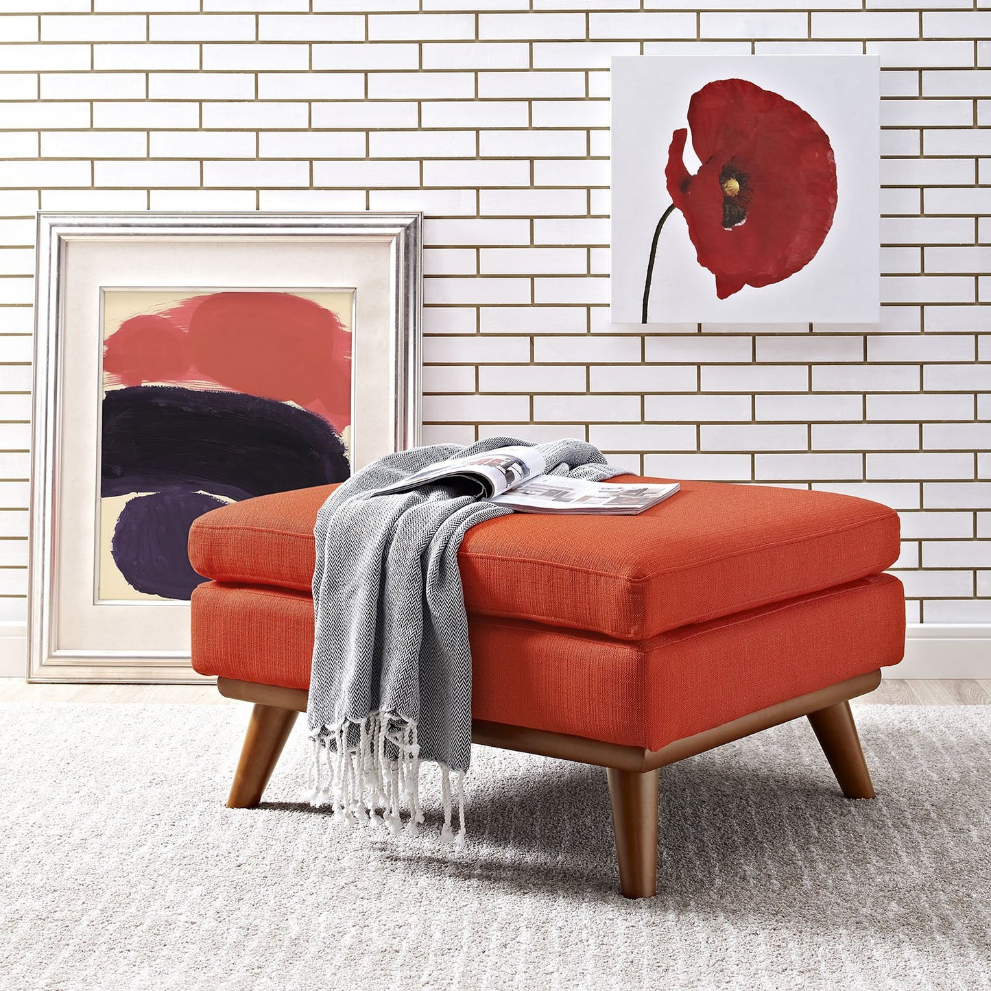 Modway Engage Mid-Century Modern Upholstered Fabric Sofa in Wheatgrass