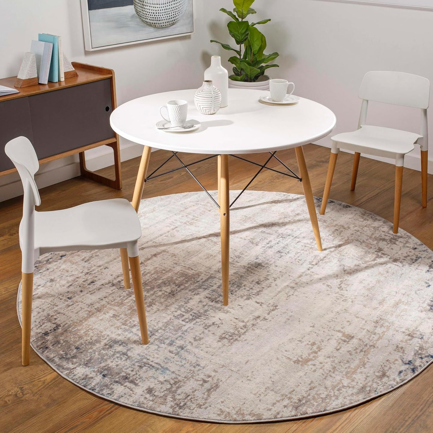 Mark&Day Area Rugs, 9x12 Martigues Modern Abstract Marble Silver Gray Area Rug, White Grey Marble Swirl Carpet for Living Room, Bedroom or Kitchen (9' x 12'4")
