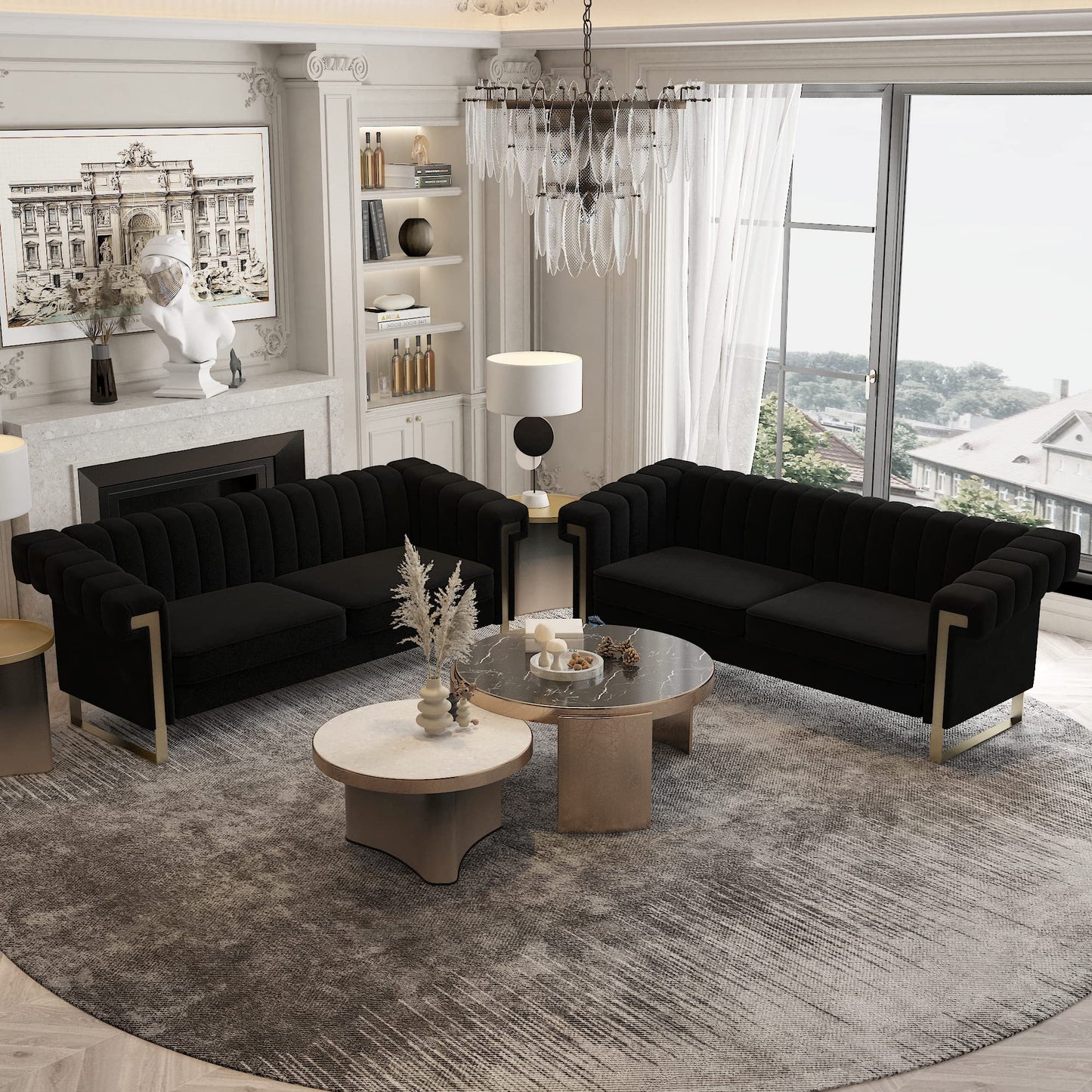 83'' Velvet Couches for Living Room 3-Seater Comfy Sofas Upholstered Modern Couch for Small Spaces Apartment (Cracker Khaki)