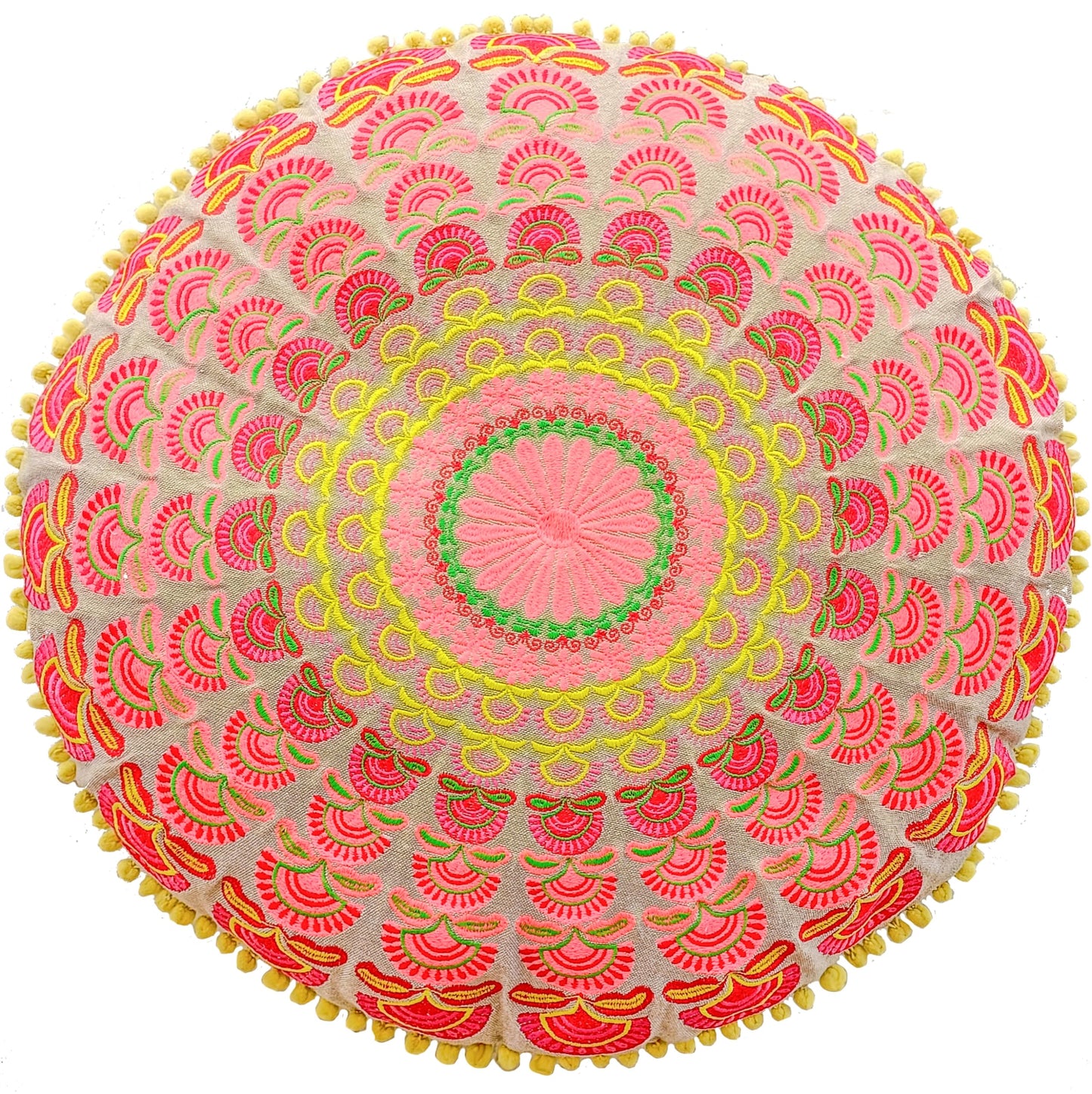 Large Round Floor Pillow Cover Blue Indian Décorative Accent Meditation Cushion Perfect for Living Room, Bedroom, Nursary or Children Room Seating Area Stool Footstool Pouf Ottoman 24x8 Unstuffed