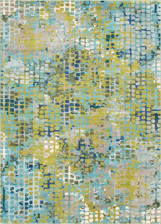 Unique Loom Chromatic Collection Modern Colorful & Vibrant Abstract Area Rug for Any Home Décor, 5 ft x 8 ft, Green/Blue